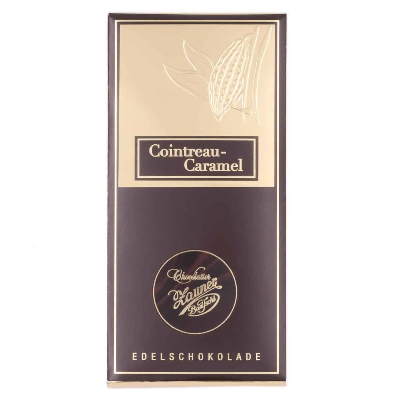 Schokolade-Creme-d'or-Grand-Marnierzarte Edelbitterschokolade mit feinster Cointreau-Caramel-Füllung