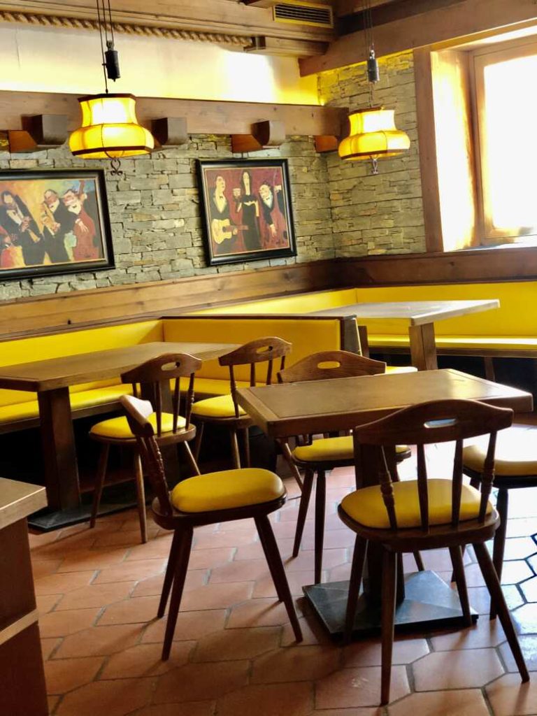 Dining room of the employee residence of the Zauner pastry shop.