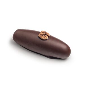 Zauner walnut bread, a piece of walnut marzipan bread covered with dark chocolate