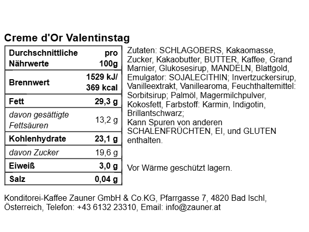 Creme d'or Valentinstag
